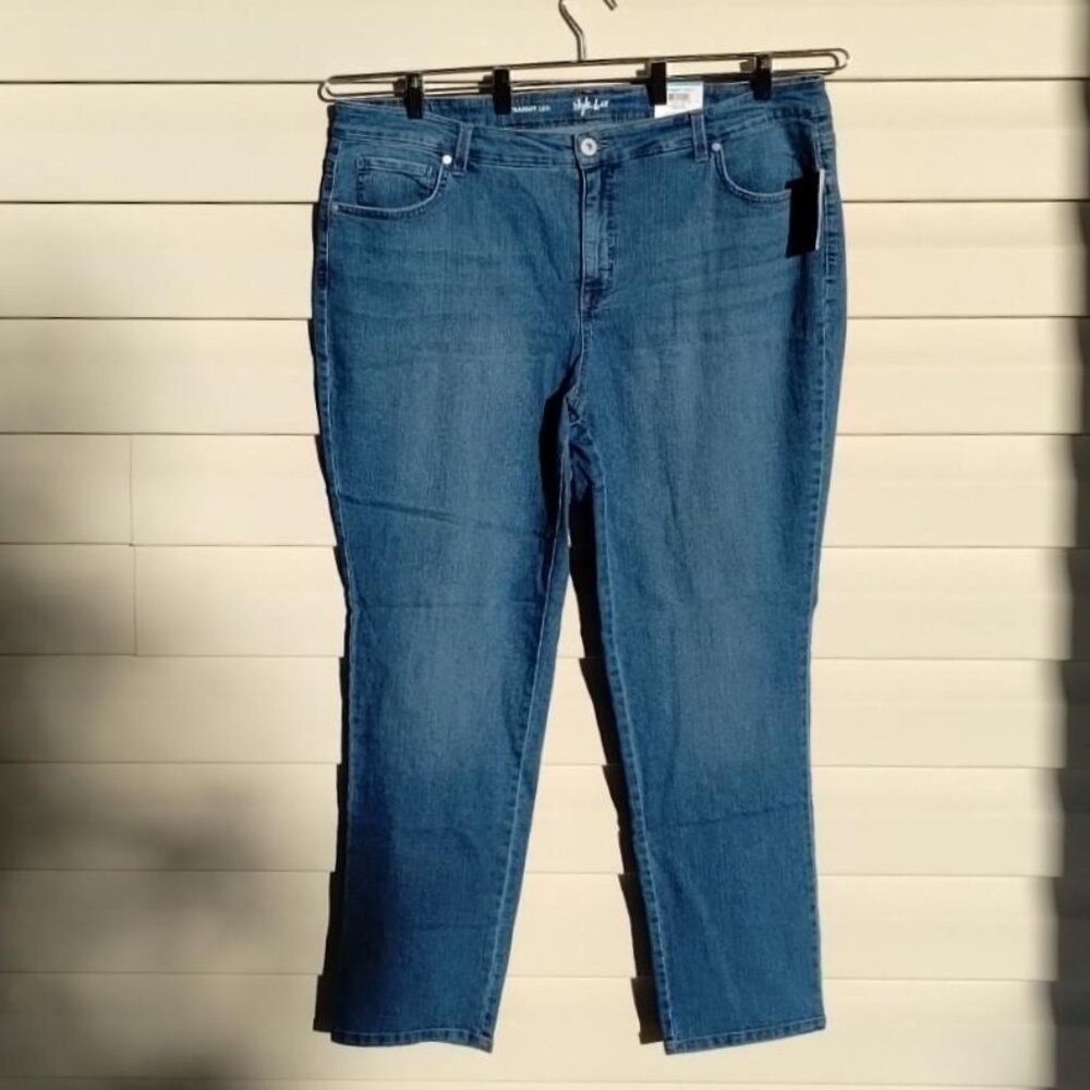 20W Style&Co Highrise Straight Table Tundra Blue High Rise Stretch Straight Leg